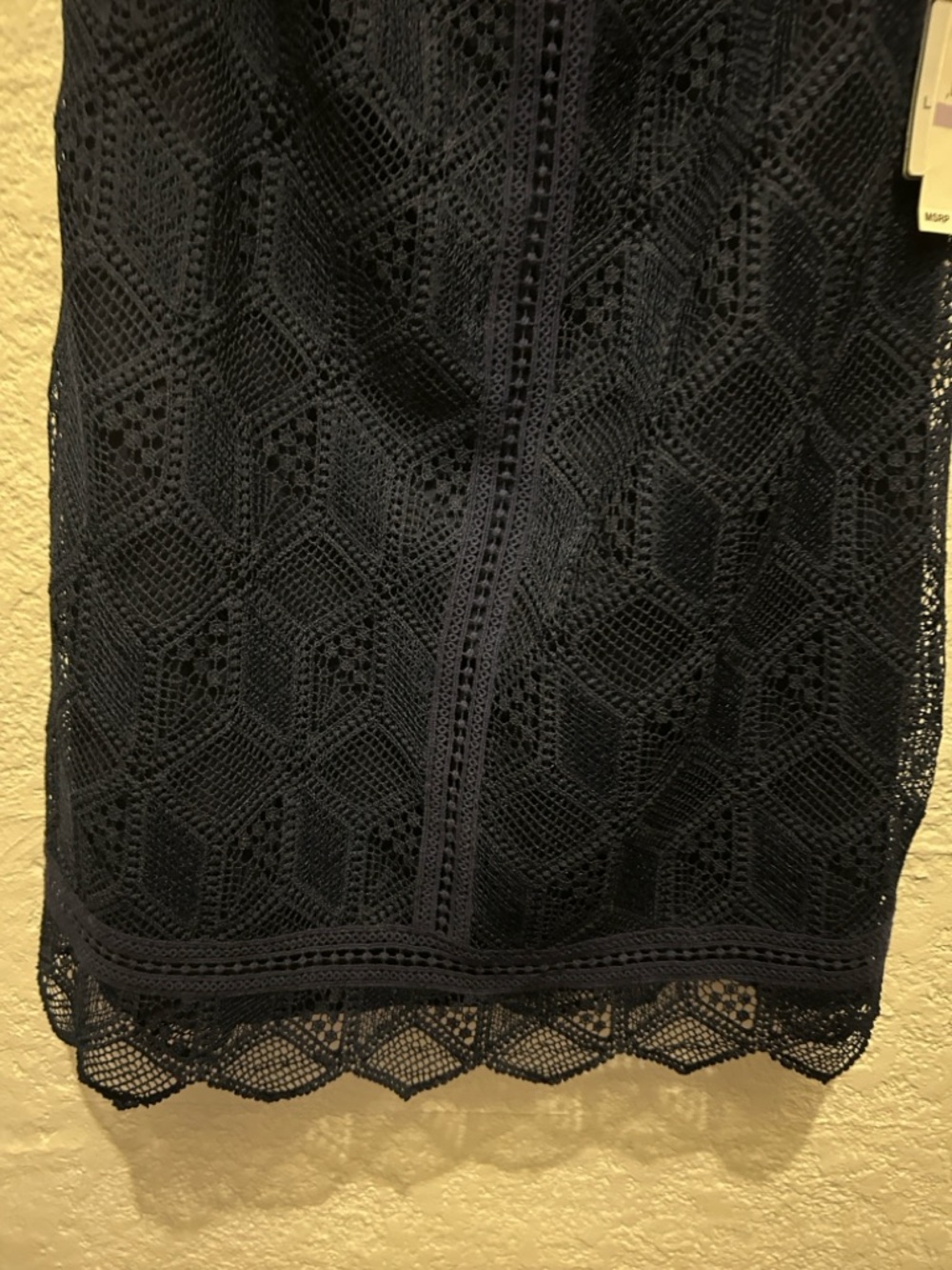 Laundry By Shelli Segal Navy Crochet Cold-Shoulder Mini Dress - Picture 6 of 13